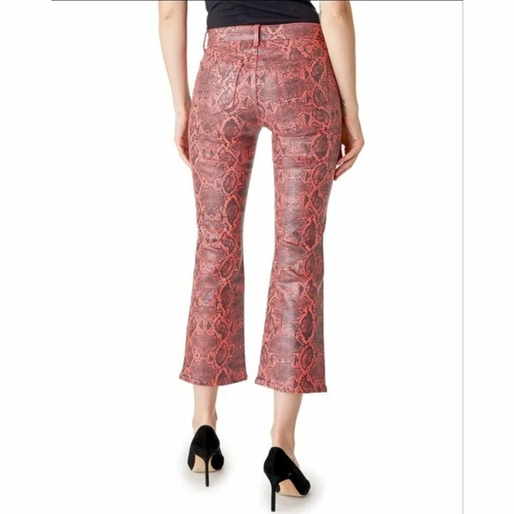 J Brand Selena Snakeskin Print Crop Bootcut Jeans Coated Kalani Boa Size 29 - Picture 8 of 12